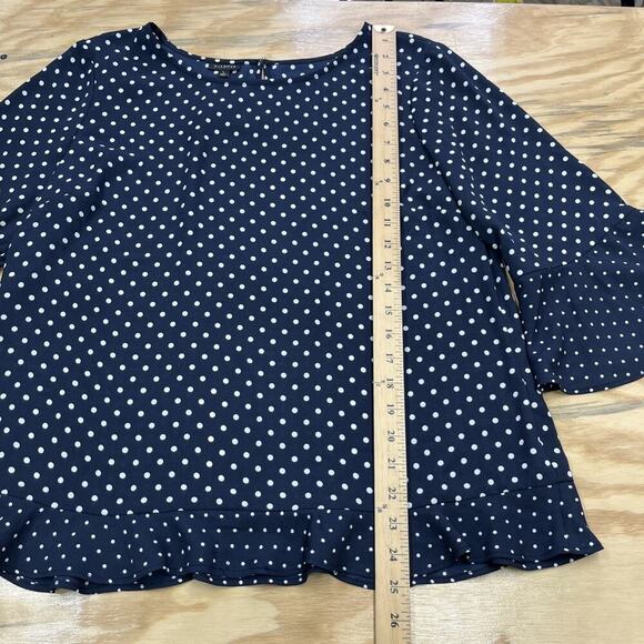 Talbots Polka Dot Bell Sleeve Blouse Top Size Large Chiffon Flowy Cottage - Picture 9 of 11